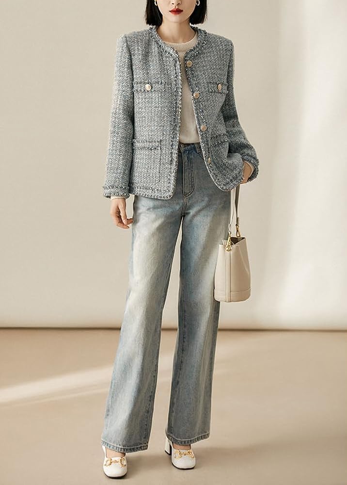 ジャケット・アウター laubeblanc Mix tweed No collar jacket Mix tweed No collar jacket – L'AUBE BLANC